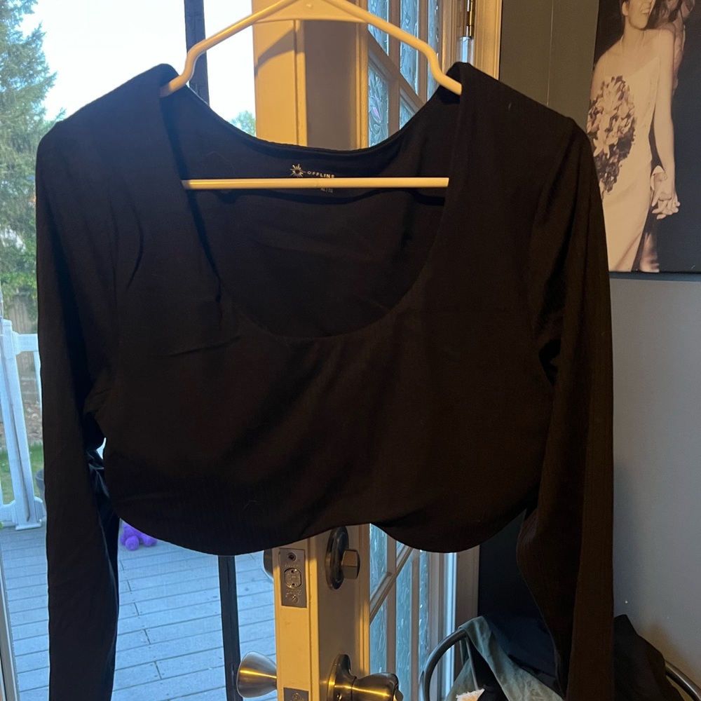 OFFLINE By Aerie Real Me Super Cropped Long Sleeve Bra Top